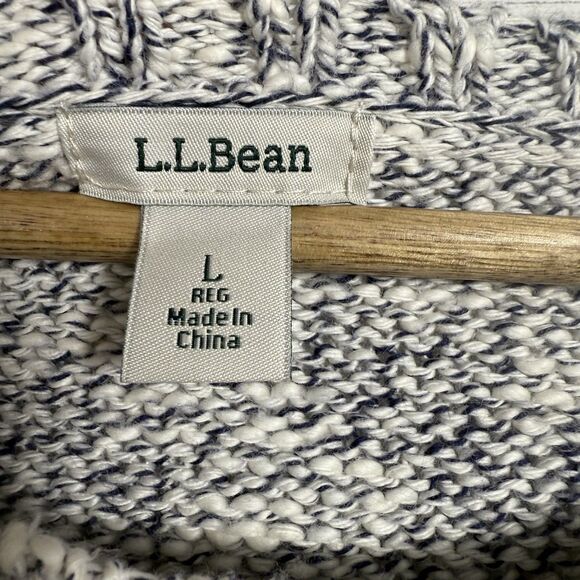 LL bean Women’s marled Gray Two Tone 100% Cotton Sweater Size Large - Picture 3 of 7
